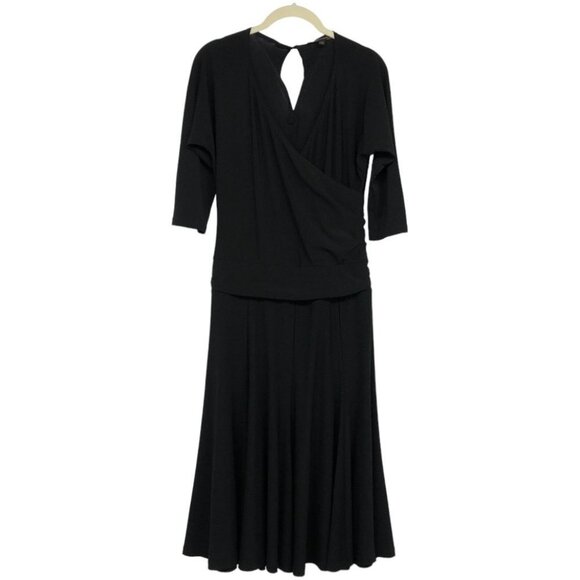 Mesmerize Black Surplice Neckline Half Sleeve Lisa Midi Dress size M - Picture 1 of 16